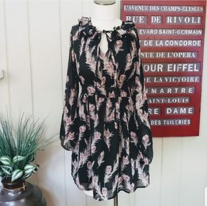 Emmelee Pink Feathered Print Dress